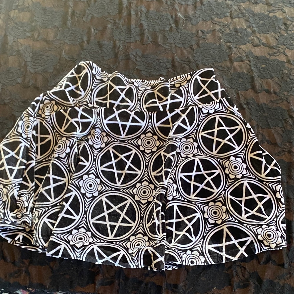 Killstar Black and White Pentagram Skater Skirt